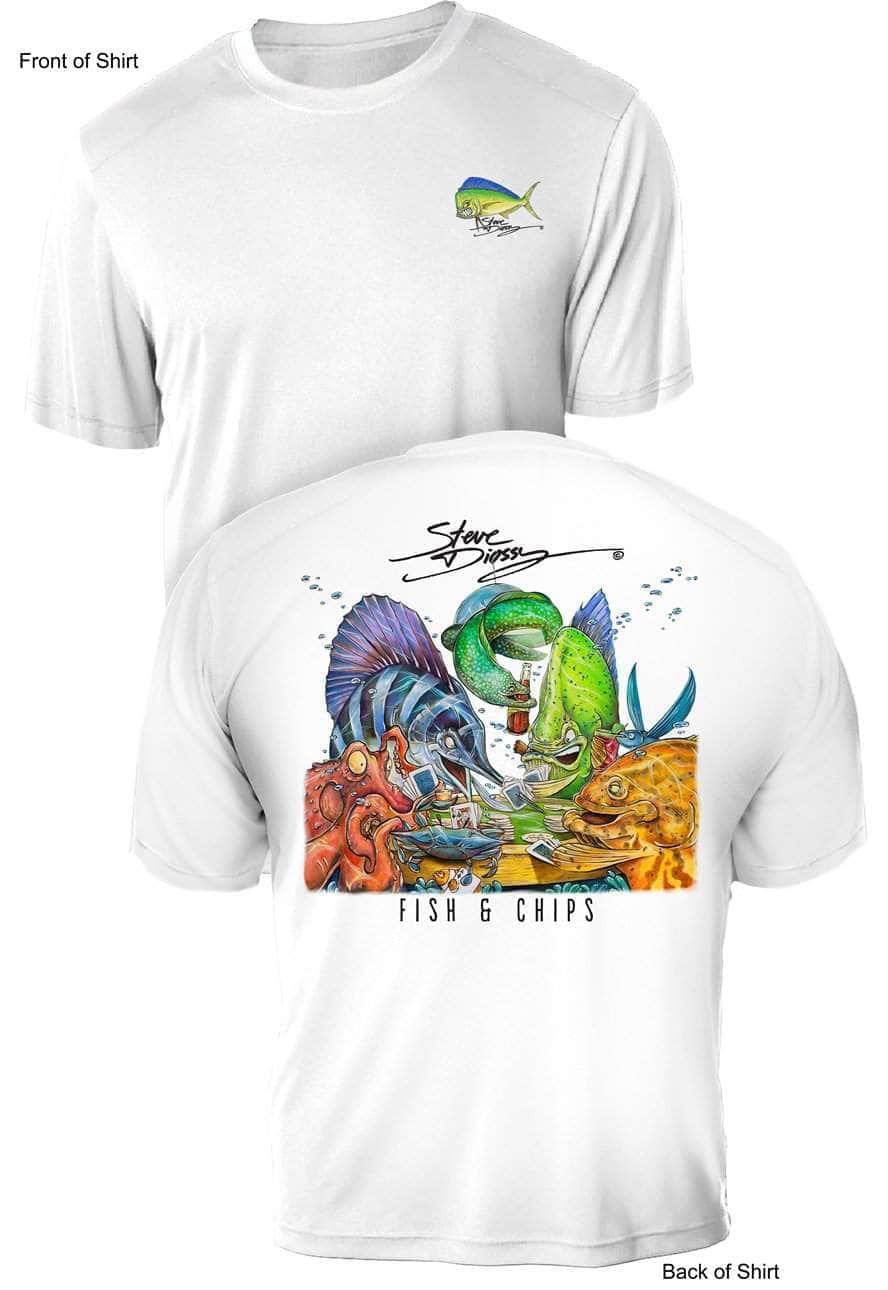 Fish N' Chips- UV Sun Protection Shirt - 100% Polyester - Short Sleeve UPF 50